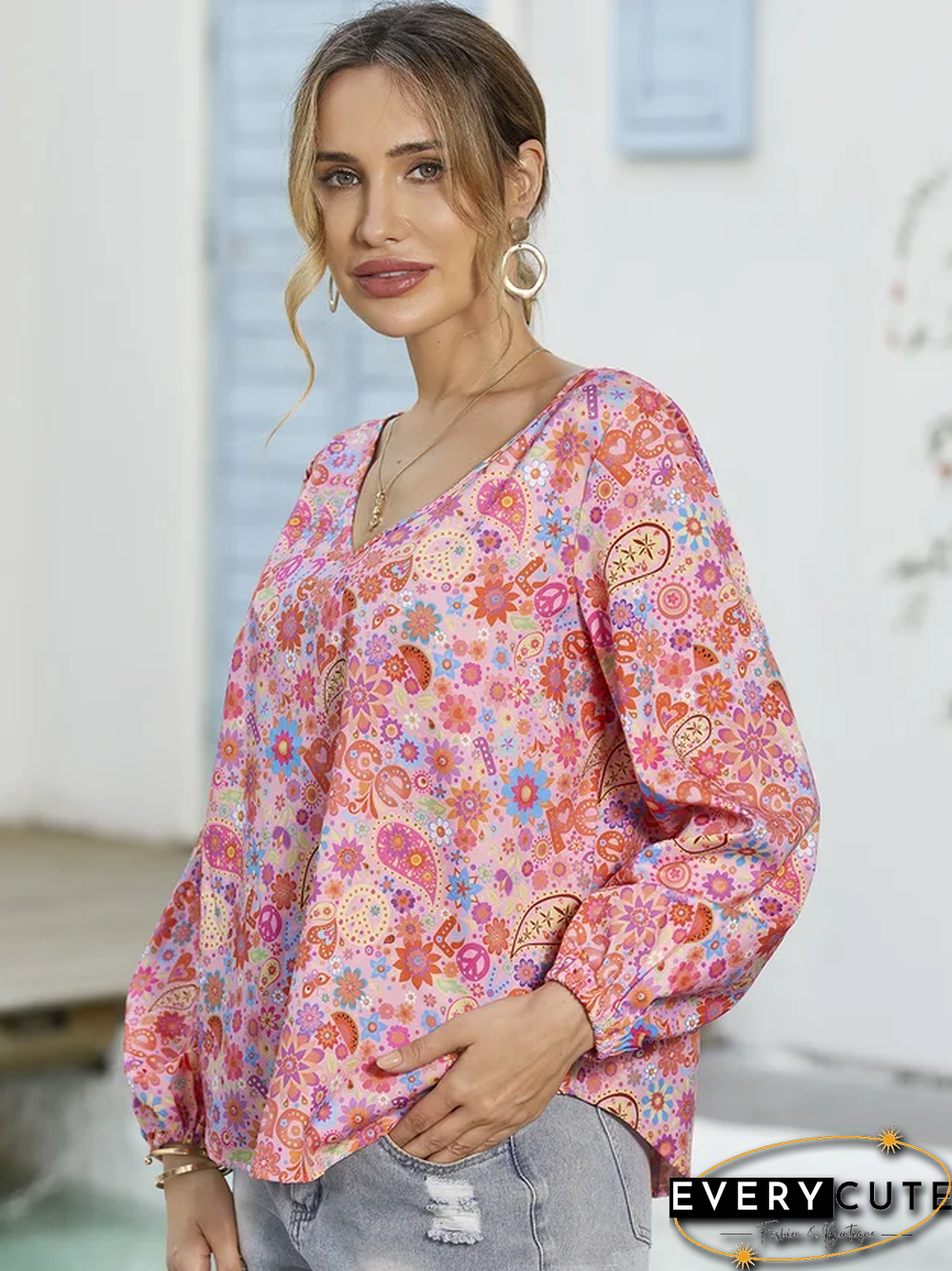 Women's Cotton Floral Print Top