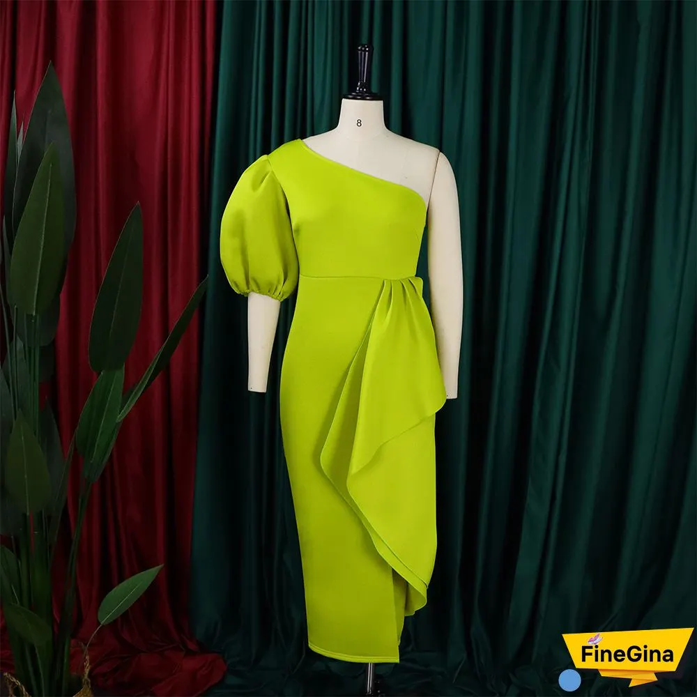 Yellow Sexy Plus Size Solid Backless Off the Shoulder Short Sleeve Dress