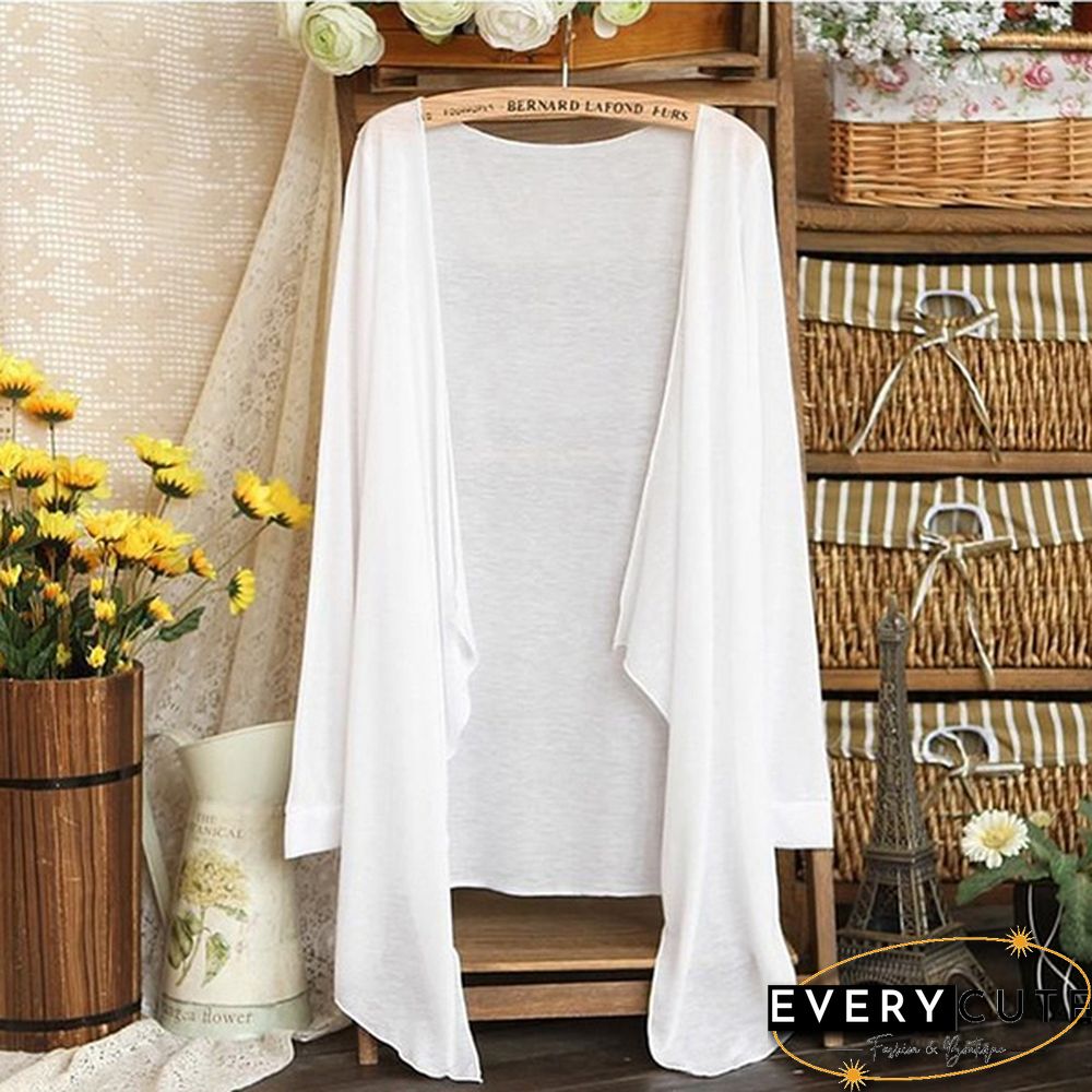 Summer Cardigan Women Candy Color Knitted Blouse Female Long Sleeve Sun Protection Clothing Fashion Tops