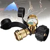 Y Splitter Adapter Propane Adapter with Gauge 2 Way Gas Adapter for Camping