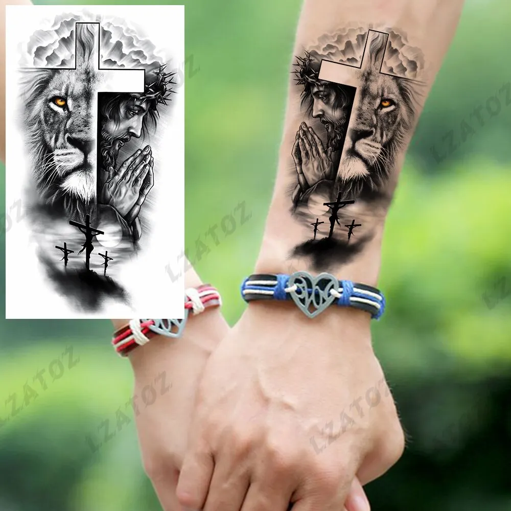 Sdrawing Rose Flower Temporary Tattoos For Woman Adults Realistic Compass Cross Fake Tatoos Sexy Waterproof Hand Tattoo Sticker