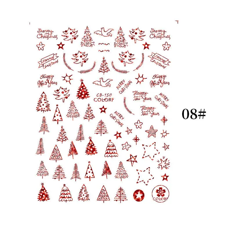 1 Sheet Christmas 5D Nail Stickers Gold And Sliver Snowflakes Transfer Nail Decals Slider Decoration For Manicuries