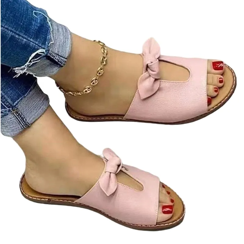 Fashion Women Sandals Shoes Open Toe Vintage Summer Beach Shoes Women Casual Slipper Women Cute Butterfly-Knot Zapatillas Muje