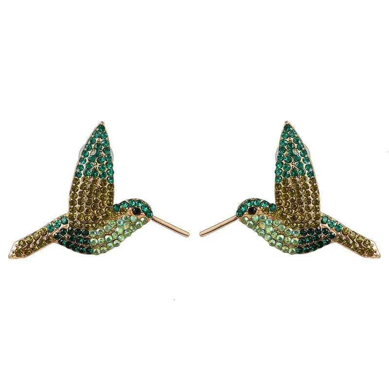 Dvacaman Bohemian Cute Fashion Animal Parrot Bird Drop Earrings Women Shiny Rhinestone Fringed Statement Tassel Earrings Jewelry
