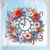(US Local)Acrylic Special Shape Independence Day Wreath 5D Diamond Painting Clock