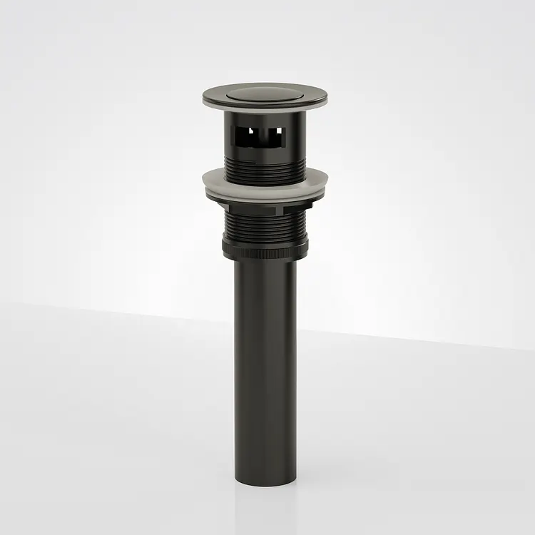 EVERSTEIN Push Button Bathroom Sink Drain with Overflow Matte Black 