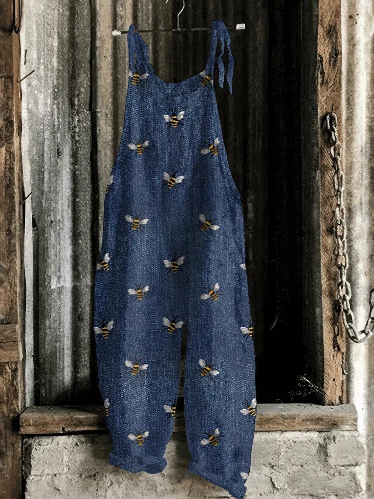 Cute Bee Print Casual Jumpsuit