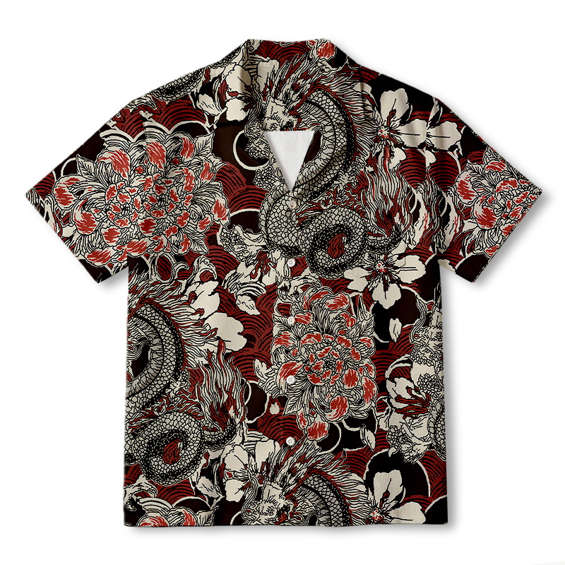 Comstylish Japanese Retro Dragon Hawaiian Shirt