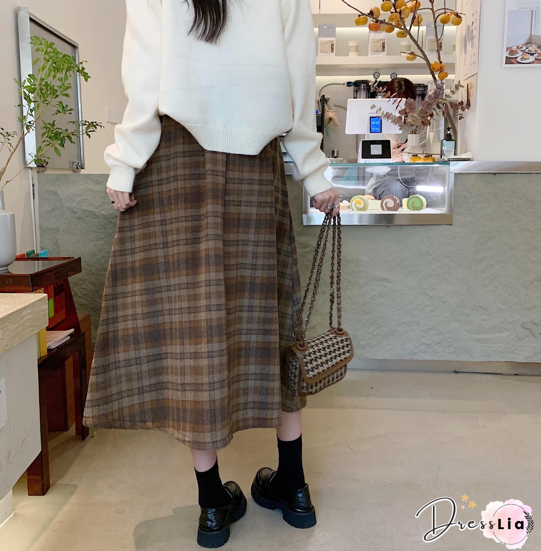 Plaid Printed Vintage Casual A-Line Skirt