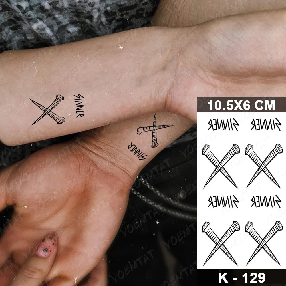 Waterproof Temporary Tattoo Stickers Nun Maria Prajna Diablo Old School Flash Tatto Arm Chest Body Art Fake Tattoos Women Men
