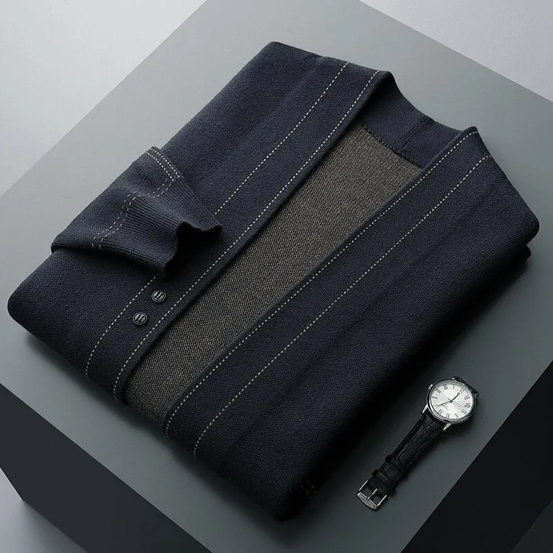 Jacquard Pure Wool Cardigan