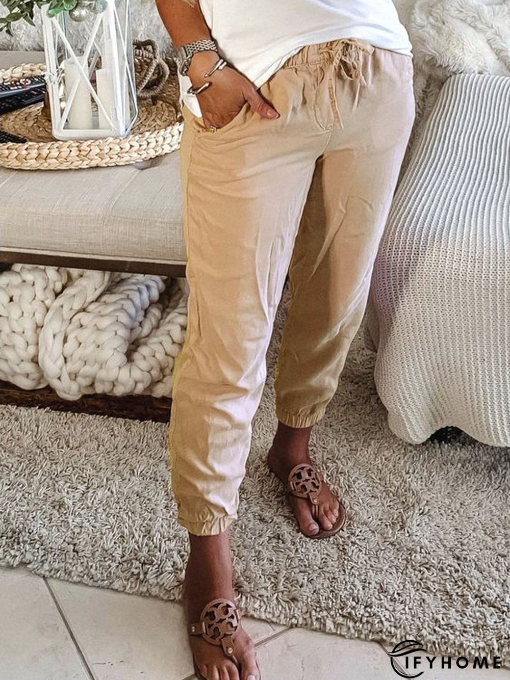 Casual Solid Loose Linen & Cotton Bottoms | IFYHOME