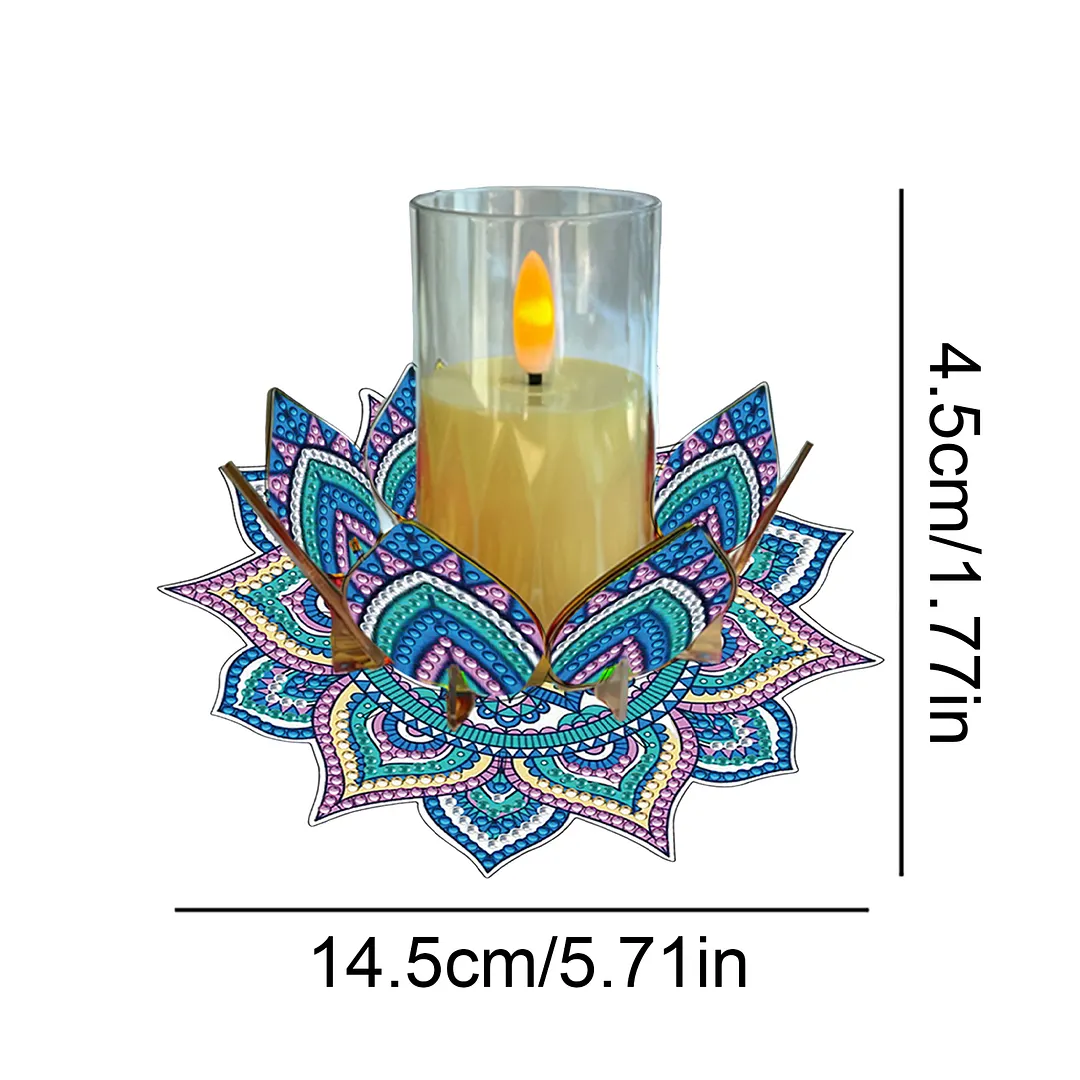 Mandala Lotus-E Acrylic DIY Diamond Painting Candle Holders Without Candles Crystal Painting Tealight Candle Stand Table Centerpiece for Adults Beginners Home Party Decor