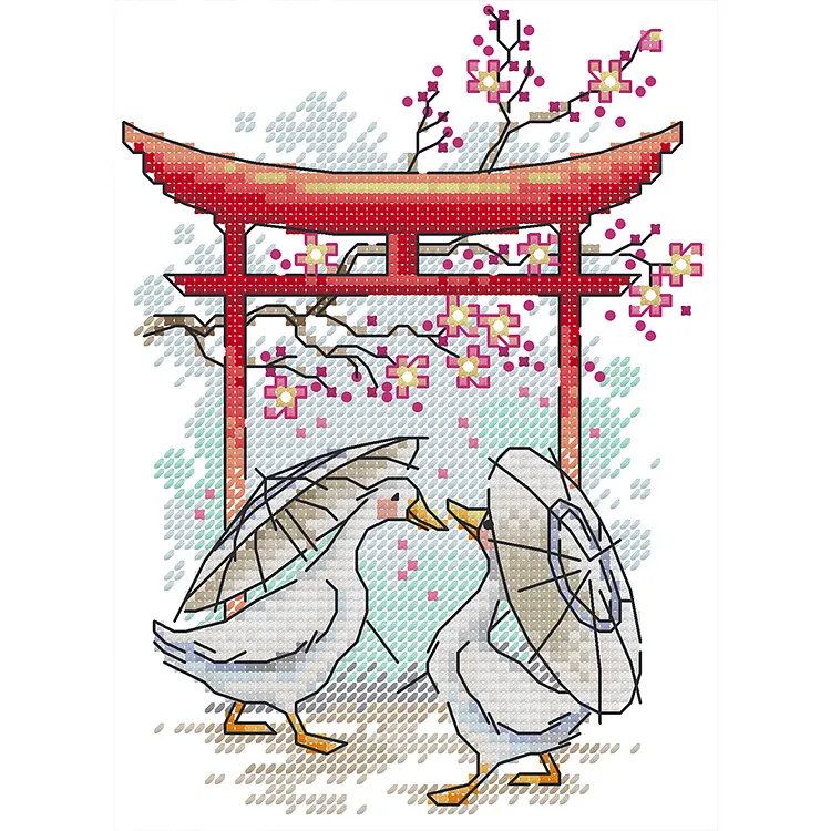 Joy Sunday-Sakura Bloom (15*19CM) 14CT Stamped Cross Stitch gbfke