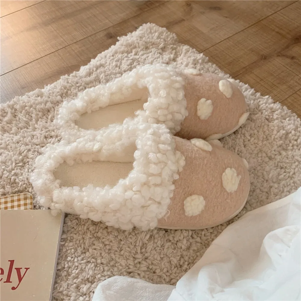 2022 Winter Women Slipper Lovely Bear Cartoon Plush Cotton Home Slippers Female Indoor Household Anti-Skid Thick Bottom Slipper