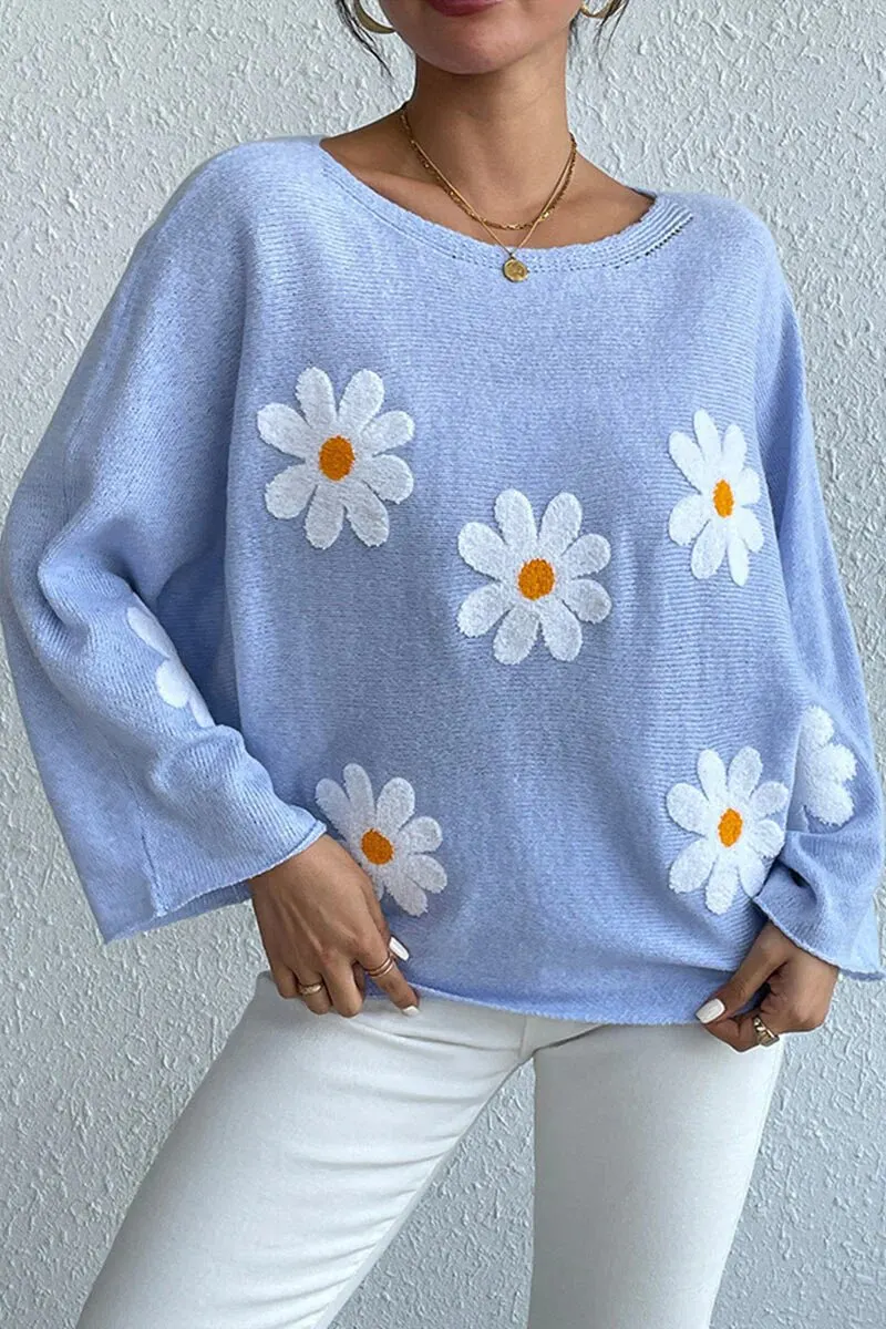 Athvotar Athvotar Embroidered Flower Women's Clothing 2025 New Loose One-Word Shoulder Jacket Sweater