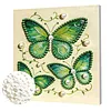 Green Butterfly DIY Pearl Painting Kit with Frame 30x30cm Pearl Gem Paintings Picture Arts Craft for Adults/Beginners Gift Home Wall Decor