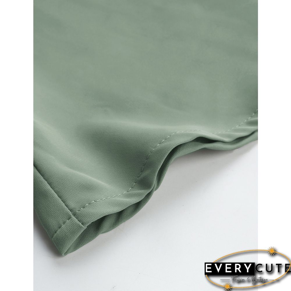 Pea Green Square Neck Slim Waist Mini Dress