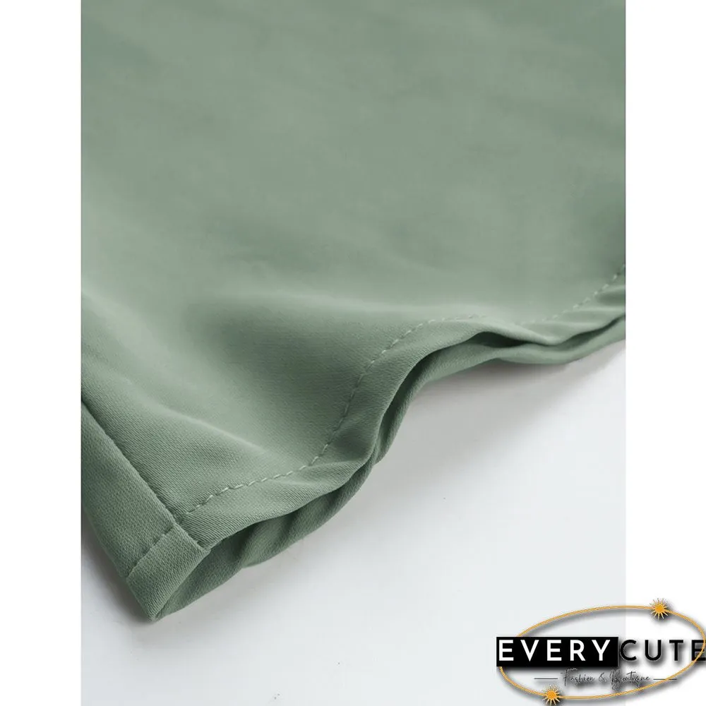 Pea Green Square Neck Slim Waist Mini Dress
