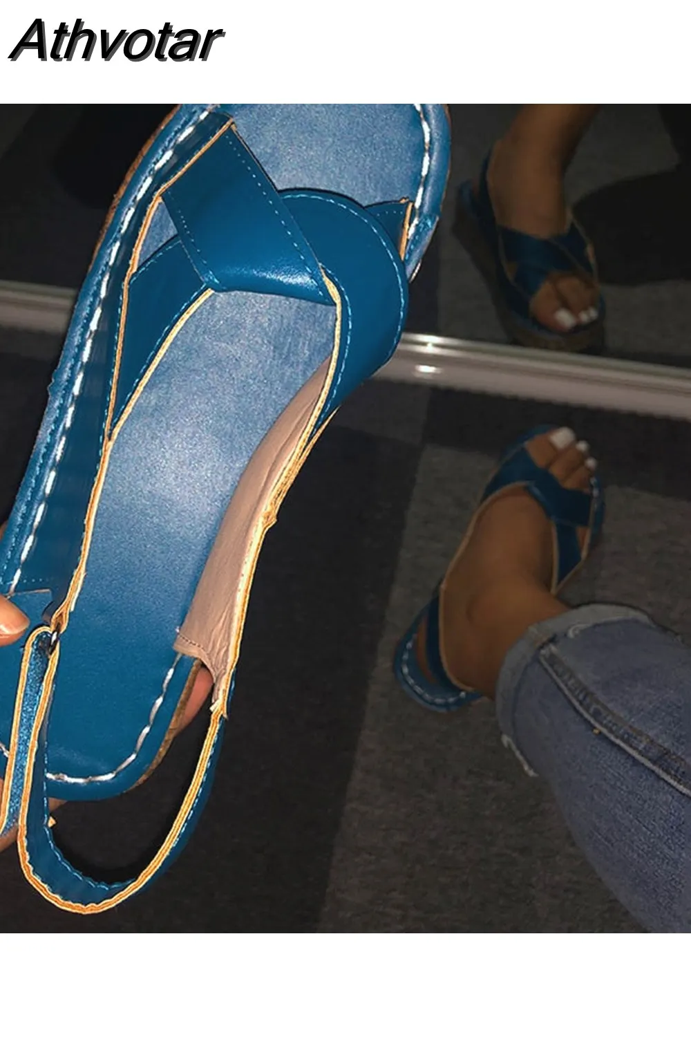 Athvotar Sandals Summer Female Shoes Women's Peep Toe Wedge Woman Comfortable Plus Size Female Platform Ladies New 2023 430-0
