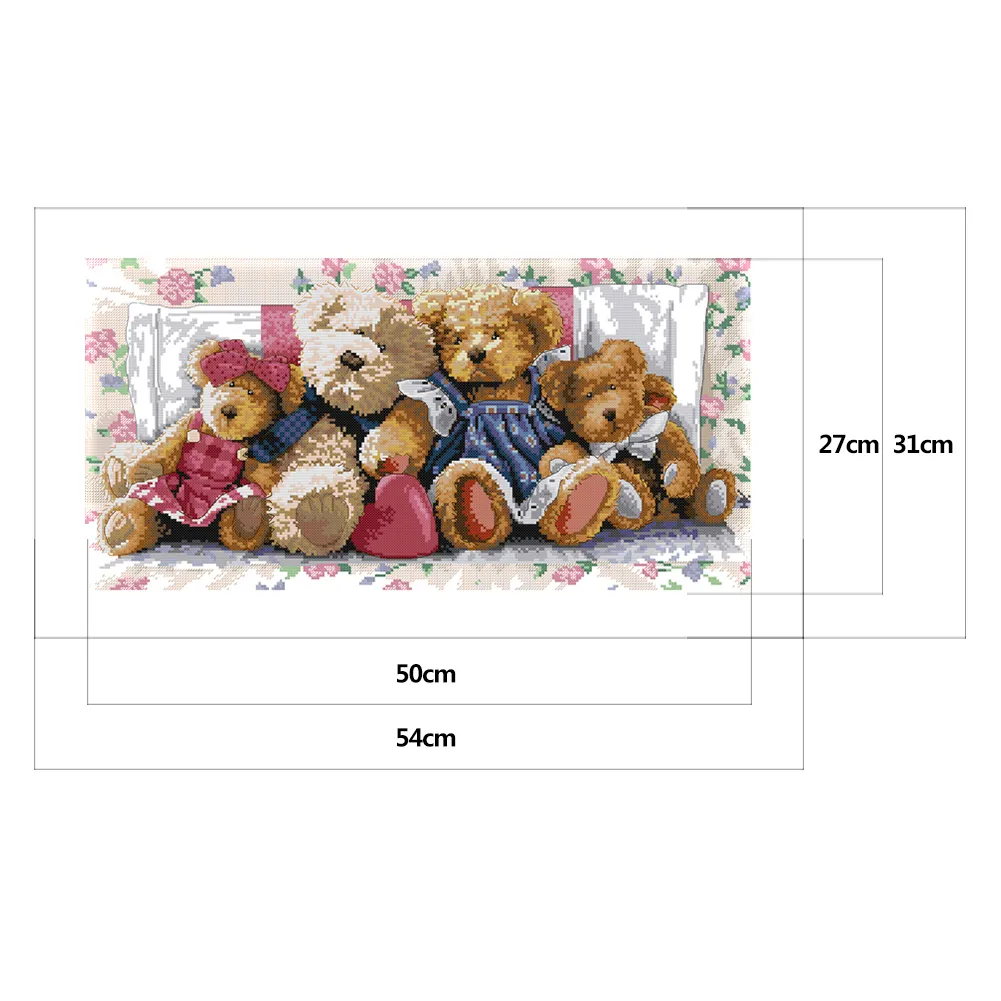 14ct Stamped Cross Stitch - Little Bear Family(54*31cm)