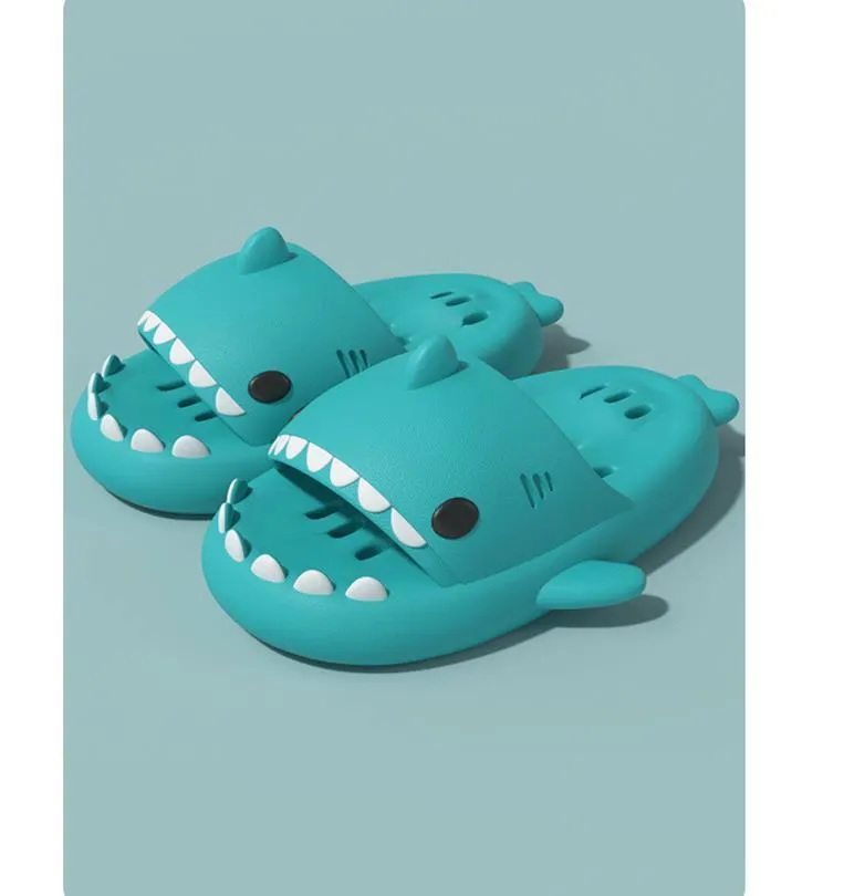 Size 46 47 Parent Child Lovely Shark Slippers Men Women&lsquo;S Bathroom Water Leakage Quick Drying Hollow Out Non Slip Home Slippers