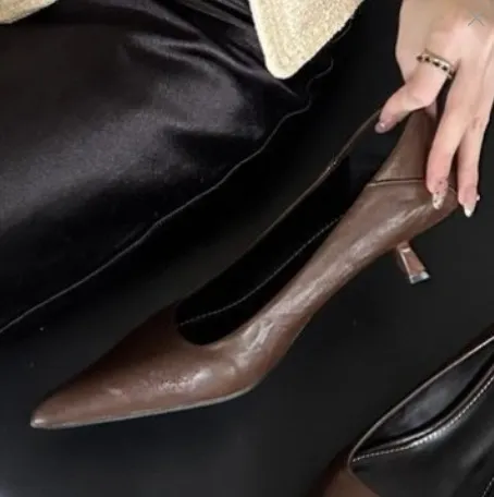Yyvonne French New Leopard-Print Fine Heel Single Shoes Sexy Pointed High-Heeled High-Heeled High-Heeled Shoes Small-Size Velvet Cat Heels