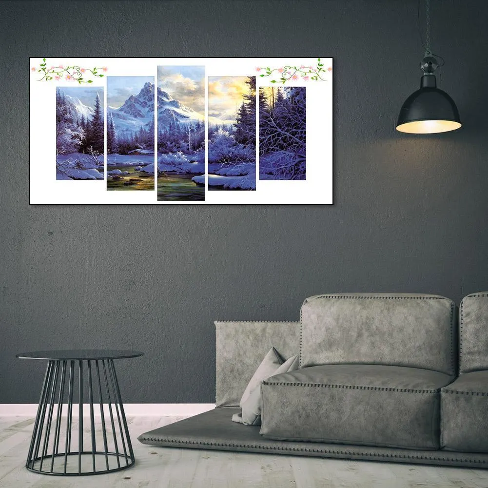 Diamond Painting - Full Round Drill - 5pcs Snow Mountain(95*45cm)