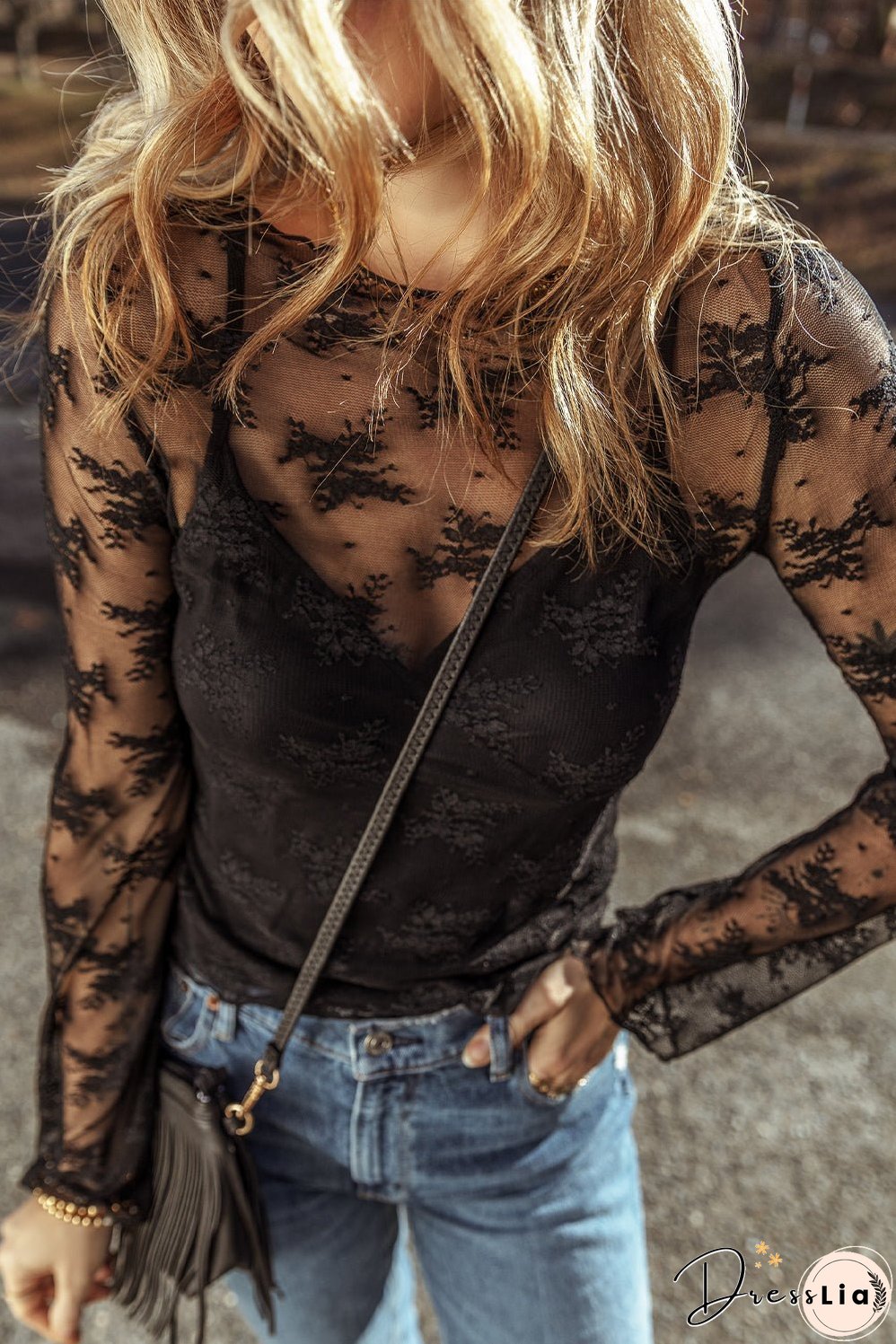 Lace Crochet Splicing Slim Fit Blouse