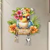 Wooden Special Shape Parrot 2 Hooks Diamond Painting Hook Rail for Wall Cabinet