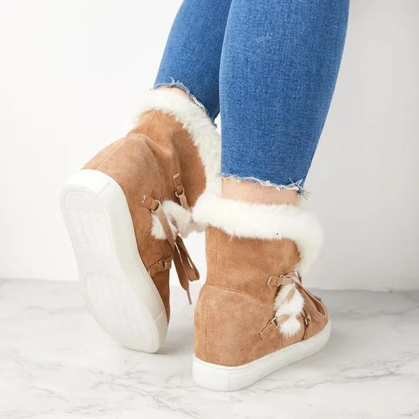 Women's Winter Warm Wedge Heel Suede Boots