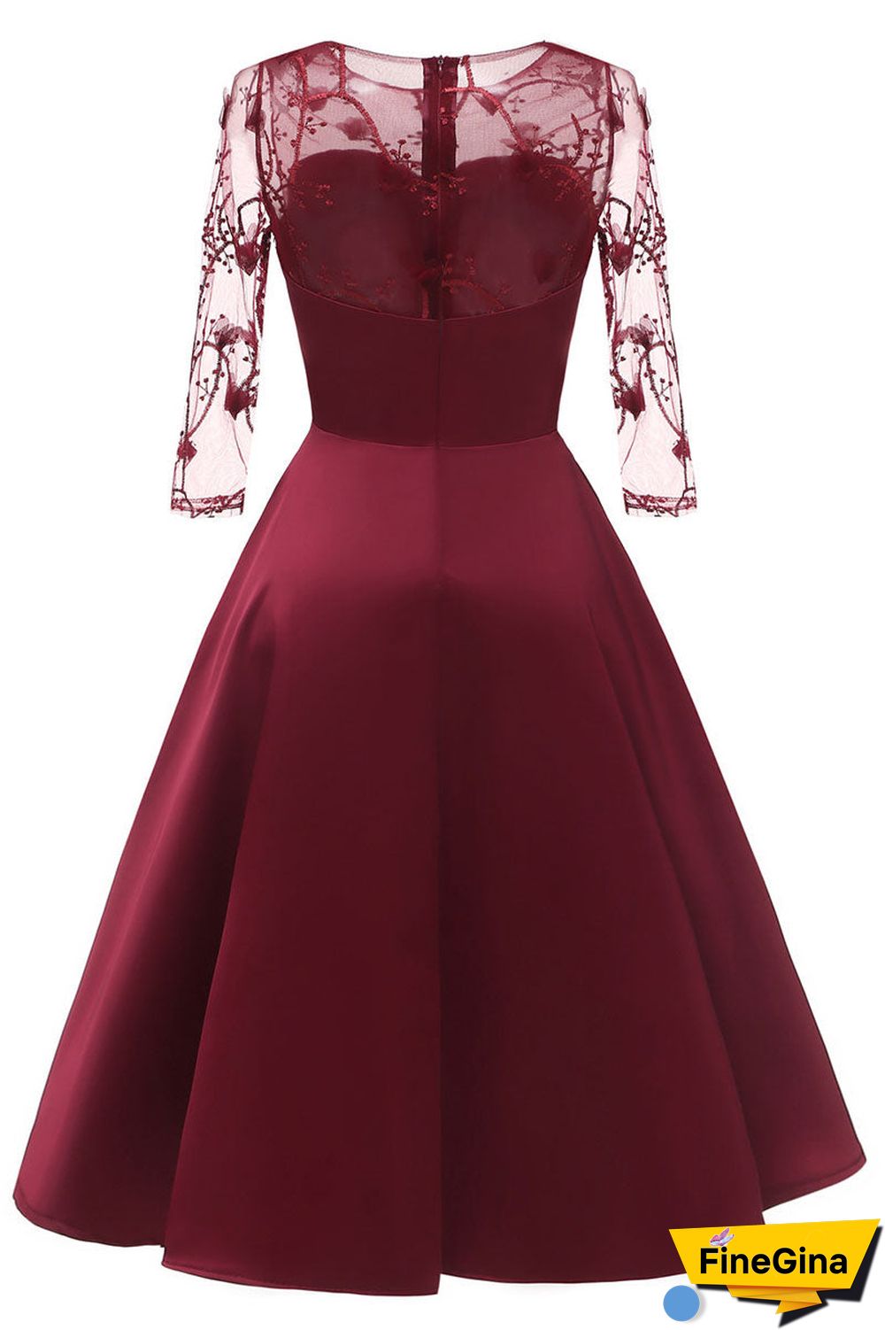 Burgundy Applique A-line Satin Homecoming Dress