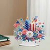 America Flag Acrylic Special Shape Independence Day Flower Candle Diamond Painting Desk Ornament Kit