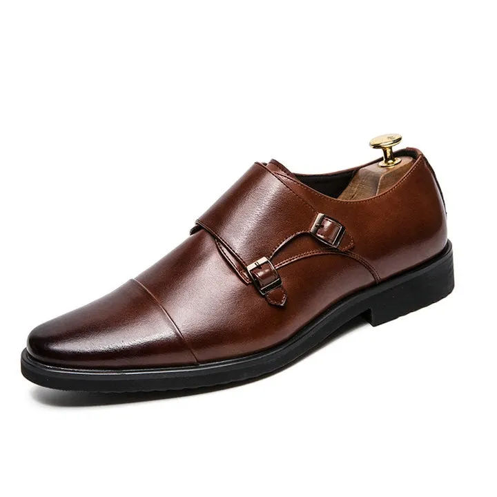 Size 13 Mens Formal Shoes Double Monk Strap Oxford Leather Square Toe Fashion Dress Business Shoes Comfortable Casual Loafers