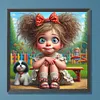 Dog And Girl In The Garden-Full Round Diamond Painting 30*30CM