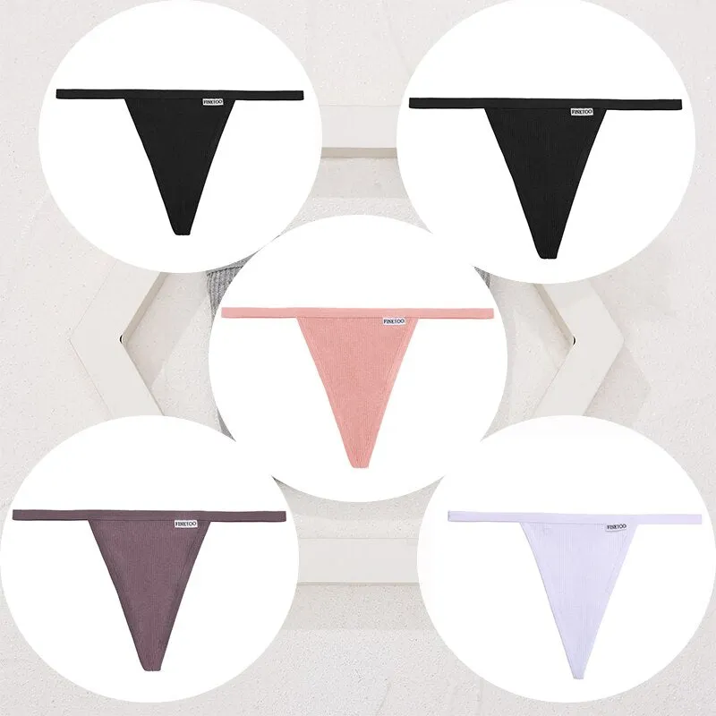 FINETOO 5PCS/Set Sexy G-string M-XL Cotton Girls Panties Women's Pantys Female Underpant Ladies Thong Lingerie Bikini Underwear