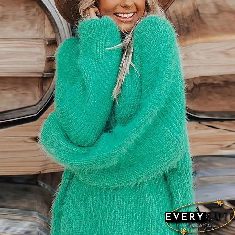 Pure Color Warm Round Neck Sweater