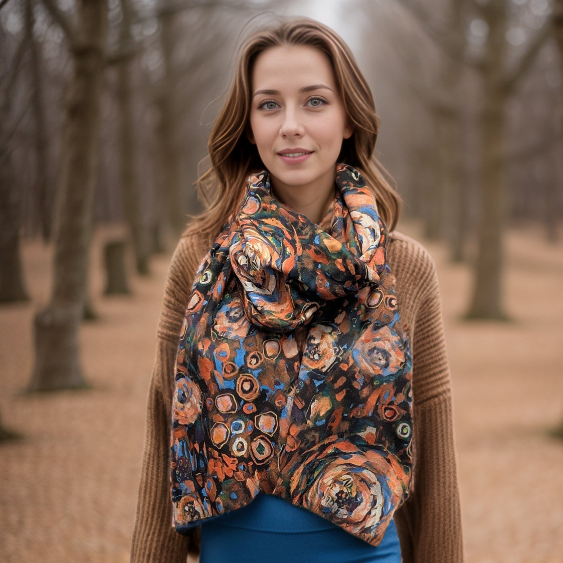 Segara - Abstract Floral Scarf (70x180cm) - Gold