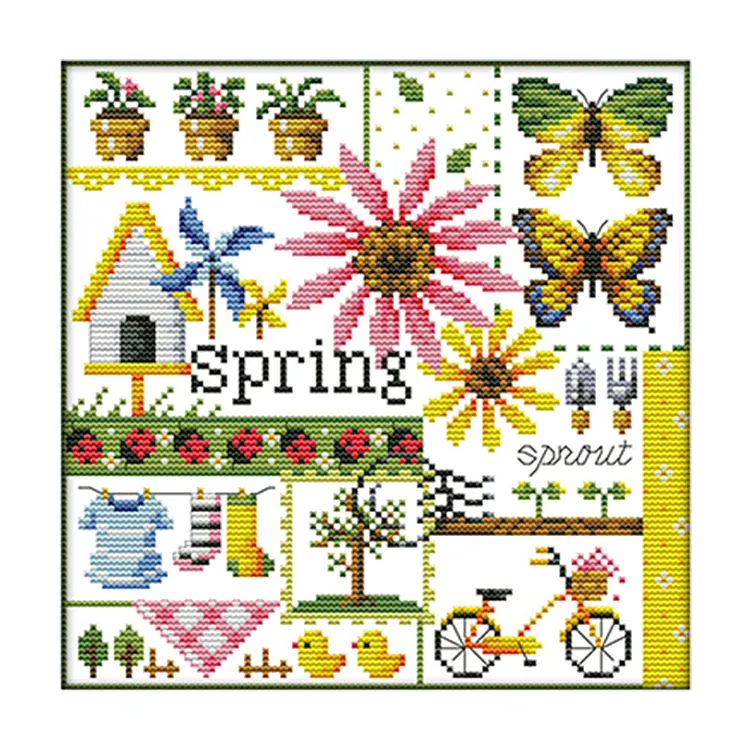 Joy Sunday-Four Seasons Spring (26*26CM) 14CT Counted Cross Stitch gbfke