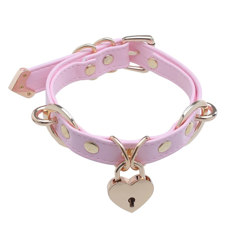 Billionm Handmade High Qulity Sexy Pu Hooker Punk Rock With Metal  Heart Lock Leather Necklace Bdsm Bondage Choker Sex Toys For Women