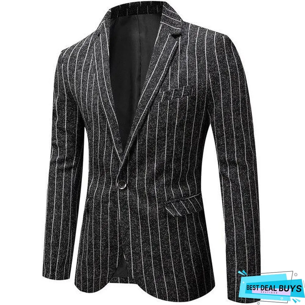 Men Jacket Blazers Stripe Suit Fashion Man Groom Business Causal Formal Blazer Jackets