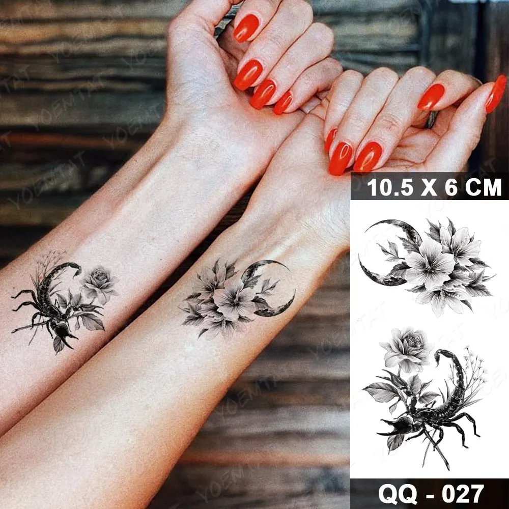 Waterproof Temporary Tattoo Sticker Small Lines Flowers Flash Tatoo Geometry Hand Arm Wrist Fake Tatto For Body Art Women Child