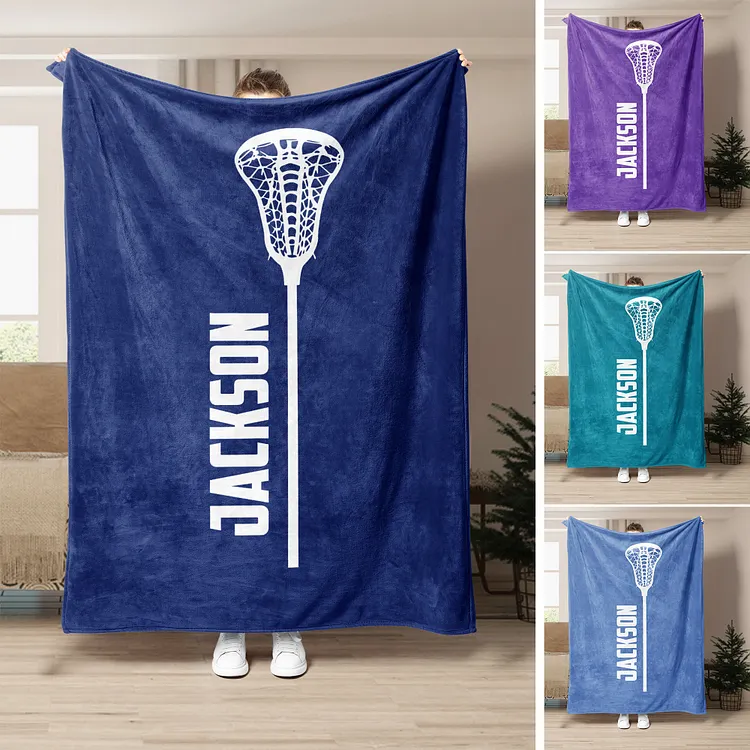 Personalized Lacrosse Blanket, Custom Name Soft Cozy Blankets | BKKid453