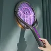 Rotating Head Bug Zapper Racket 2 in 1 Electric Fly Swatter for Indoor Outdoor