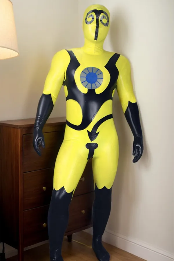 Men Latex Catsuits Alien Total Body Nipple Zips