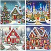 (US Local)4pack Xmas House-Special Shaped Diamond Painting Kit(30x30cm)