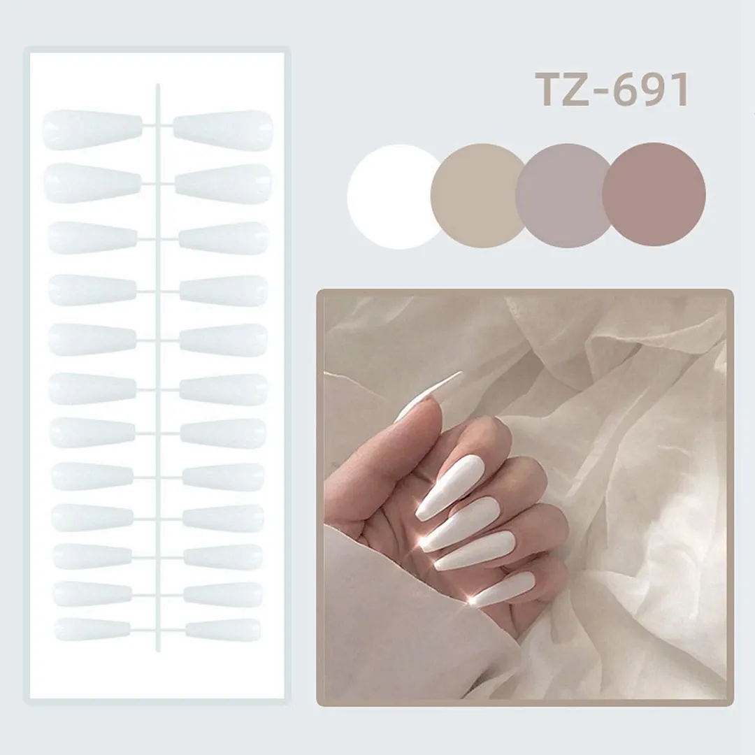 24Pcs Detachable False Nails Gourd Ballerina Coffin Wearable Fake Nails Full Cover Nail Tips Acrylic Manicure Tips Press on Nail
