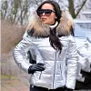 Women's Warm Fur Lined Hooded Glossy Puffer Jacket