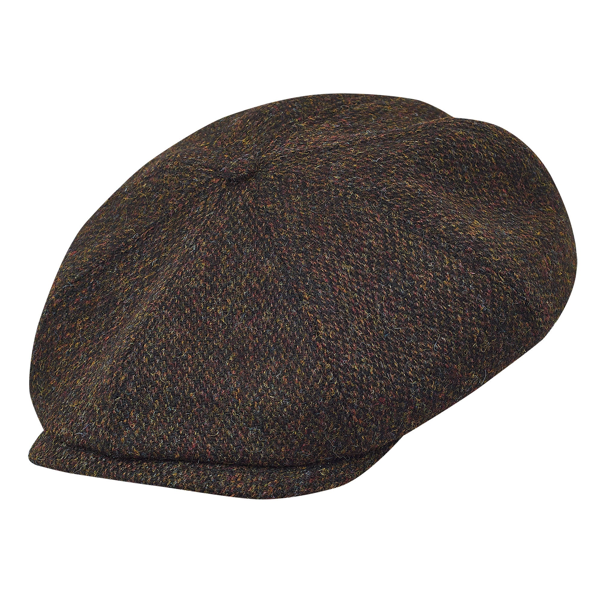 PEAKY CAPS Genuine Scottish Harris Tweed 8 Panels Man Cap Brown