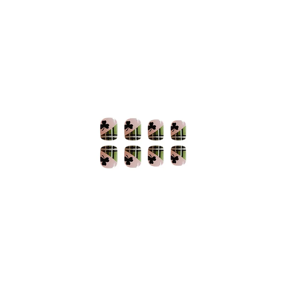 Churchf Churchf Nail Patch St. Patrick's Grid Shamrock Short Square Wearing Armor Removable Nail Patch